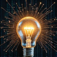 A lightbulb composed of circuit board traces, symbolizing technological innovation.
