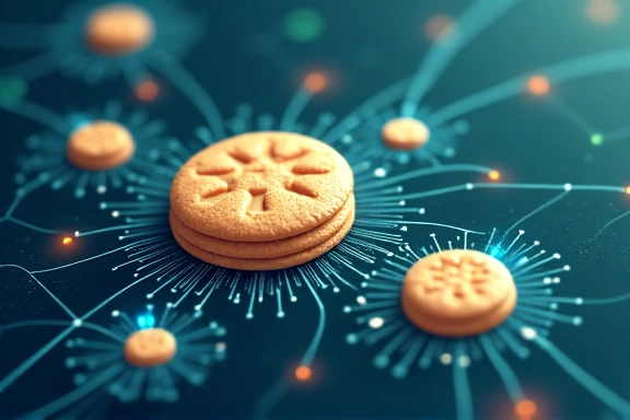 Illustration of digital cookies and data flow
