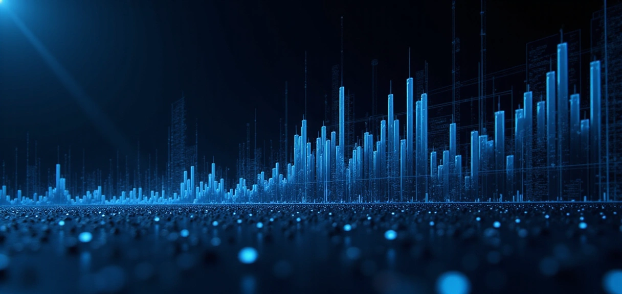 Digital financial charts and graphs representing growth